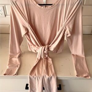 lululemon athletica Feather Pink LS Tie-Front Top